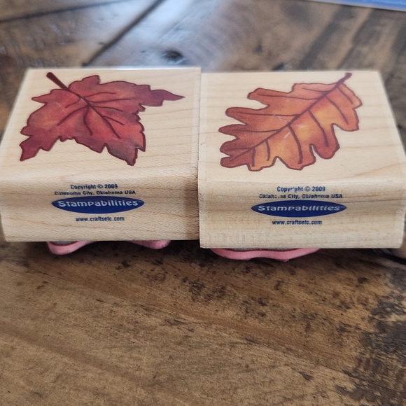 Stampabilities Fall Thanksgiving Leaf Autumn Harvest Red Orange D1168 & D1169 - Picture 3 of 8